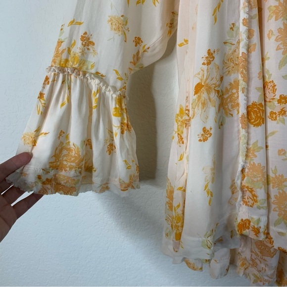 Free people Loretta tea combo Womens orange floral LS tunic M - Picture 4 of 10